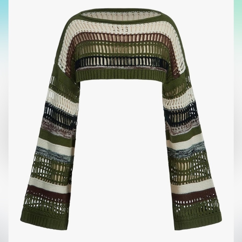 Knitted Striped crop top oversized sz M NEW!